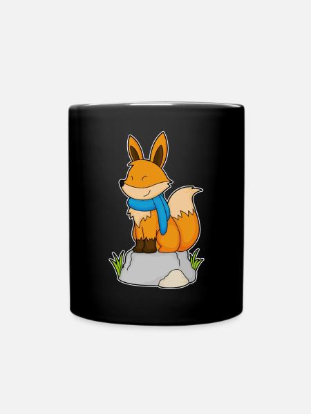 Fox Scarf - Full Colour Mug - black