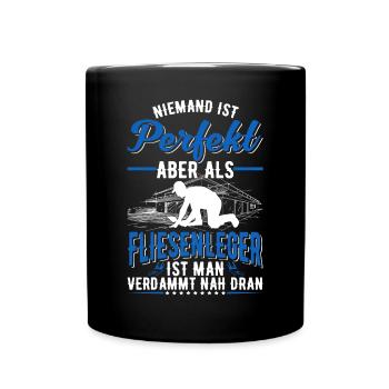 Fliesenleger Geschenk Mosaikleger Fliesen Legen - Tasse einfarbig - Schwarz - Vorne
