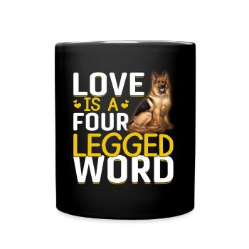 Deutscher Schäferhund Liebe Vierbeiniges Wort - Tasse einfarbig - Schwarz - Vorne