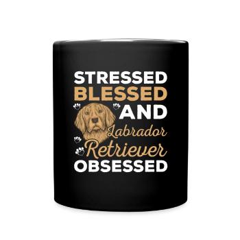 Bienheureux Labrador Retriever Obsédé Drôle - Mug uni - noir - Devant