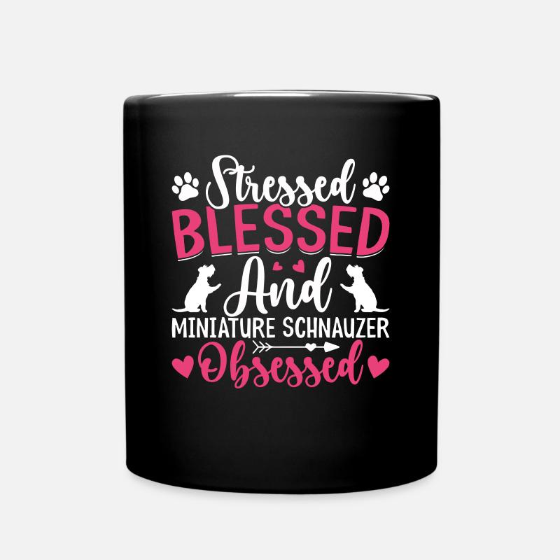 Schnauzer miniature béni obsédé drôle - Mug uni - noir