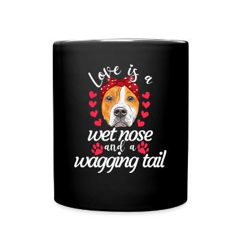 Staffordshire Terrier Love est le nez mouillé remuant - Mug uni - noir - Devant