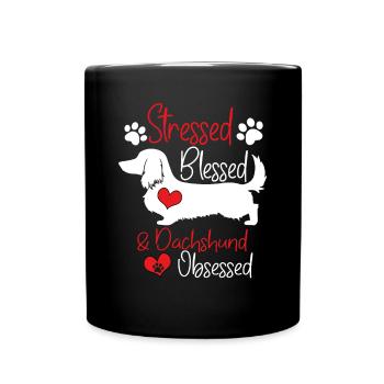 Gesegneter Dackel Besessen Lustiger Hundehalter - Tasse einfarbig - Schwarz - Vorne
