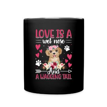 Caniche Amour Est Nez Mouillé Wobble Queue Fun - Mug uni - noir - Devant