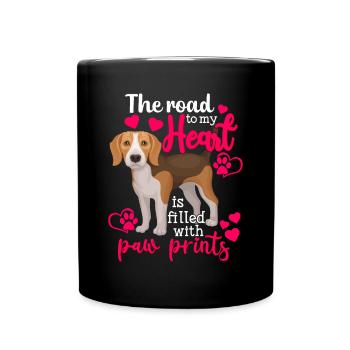 Beagle Road To My Heart Lustige Hundehalter - Tasse einfarbig - Schwarz - Vorne