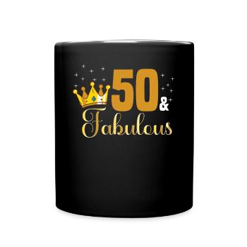 50 and Fabulous - 1972 Queen 50th birthday - Full Colour Mug - black - Front