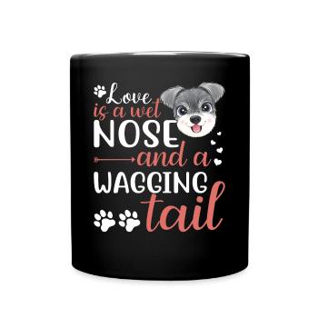 Zwergschnauzer Liebe Ist Nasse Nase Wedelnden - Tasse einfarbig - Schwarz - Vorne
