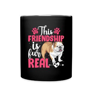 American Bulldog Friendship est en fourrure - Mug uni - noir - Devant