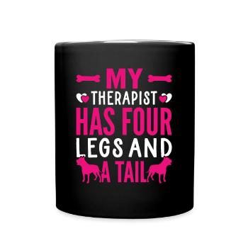 Staffordshire Terrier Therapeut Hat Vier Beine - Tasse einfarbig - Schwarz - Vorne