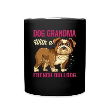 Chien Grand-mère avec Français Bouledogue Drôle - Mug uni - noir - Devant