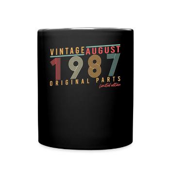 Baujahr 1987 Im August - Tasse einfarbig - Schwarz - Vorne