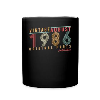Baujahr 1986 Im August - Tasse einfarbig - Schwarz - Vorne