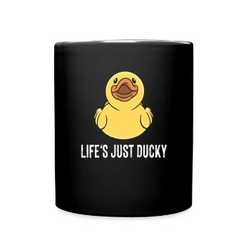 Life Is Ducky Quietscheente Badewannen Ente - Tasse einfarbig - Schwarz - Vorne