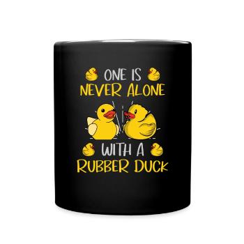 Niemals Allein Mit Einer Quietscheente Enten - Tasse einfarbig - Schwarz - Vorne