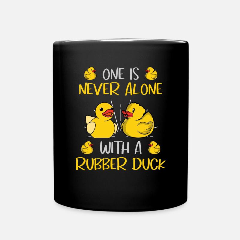 Jamais seul avec un canard qui grince - Mug uni - noir