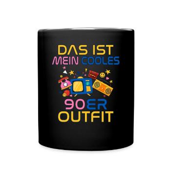 Das ist mein cooles 90er Outfit Neunziger Retro - Tasse einfarbig - Schwarz - Vorne