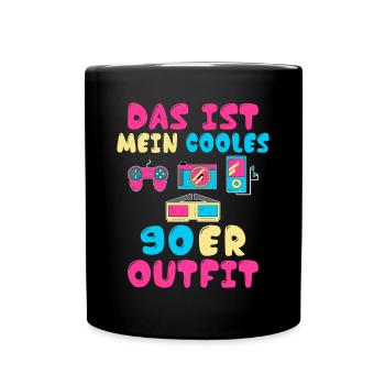 Das ist mein cooles 90er Outfit Motto Kleidung 90e - Tasse einfarbig - Schwarz - Vorne