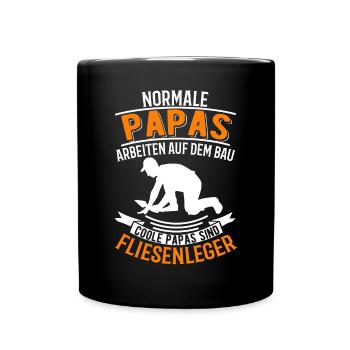 Fliesenleger und Papa Fliesenleger Vatertag - Tasse einfarbig - Schwarz - Vorne