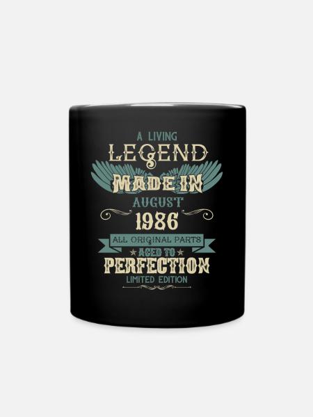 August 1986 Vintage Jahrgang Geburtstag - Tasse einfarbig - Schwarz