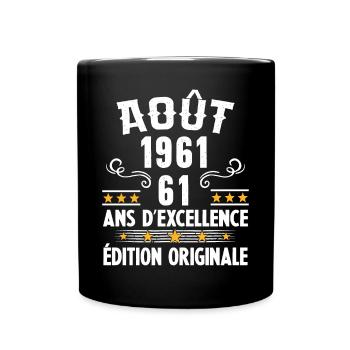 61 Ans Anniversaire Vintage Né(e) en Août 1961 - Mug uni - noir - Devant