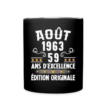 59 Ans Anniversaire Vintage Né(e) en Août 1963 - Mug uni - noir - Devant