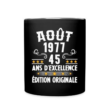 45 Ans Anniversaire Vintage Né(e) en Août 1977 - Mug uni - noir - Devant