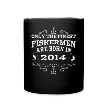 Angler born 2014 birthday - Full Colour Mug - black - Front