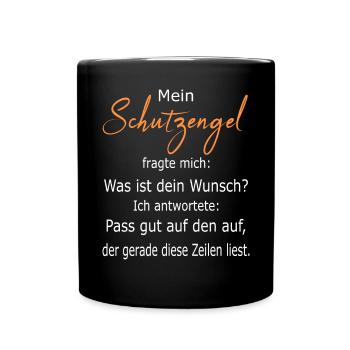 Schutzengel Engel - Tasse einfarbig - Schwarz - Vorne