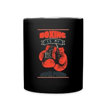Boxing is my super power uppercut gloves - Full Colour Mug - black - Front