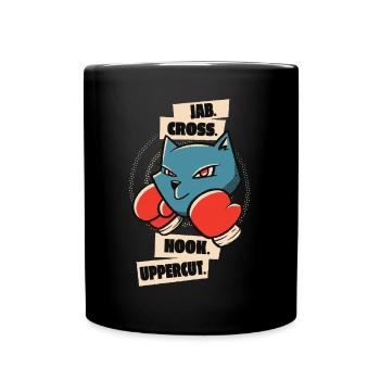 Jab Cross Hook Uppercut Cat Boxing Gloves Athlete - Full Colour Mug - black - Front