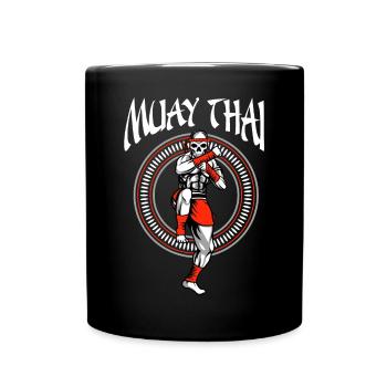Muay Thai Skeleton Thaiboxen und Kickboxen - Tasse einfarbig - Schwarz - Vorne