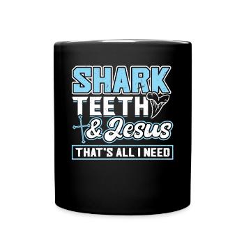 Shark Teeth and Jesus - Fossil Hunters - Full Colour Mug - black - Front