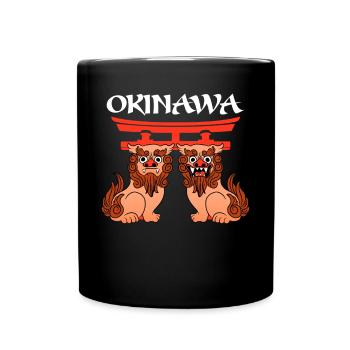 Shisa-Hunde - Wächterlöwen Okinawa Japan - Tasse einfarbig - Schwarz - Vorne