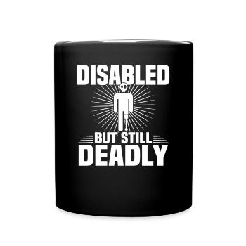 Amputiert Invalide Prothese Handicap Rollstuhl - Tasse einfarbig - Schwarz - Vorne