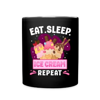 Cornet de crème glacée Manger de la crème glacée sleep - Mug uni - noir - Devant