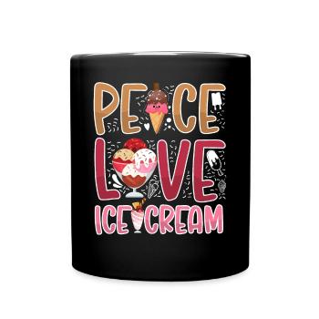 Cône de crème glacée Peace Love Ice - Mug uni - noir - Devant