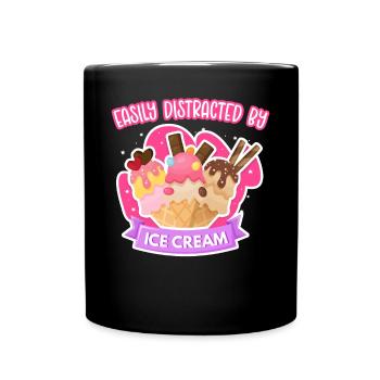 Ice Cream Cone Easily Distracted - Tasse einfarbig - Schwarz - Vorne