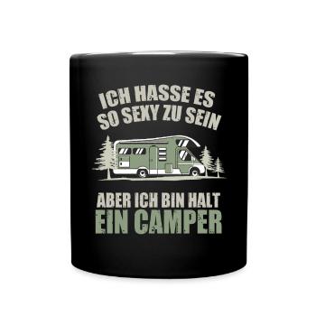 Sexy Camper Spruch Humor - Tasse einfarbig - Schwarz - Vorne