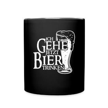 Bier trinken Saufen Party Urlaub Feiern Alkohol - Tasse einfarbig - Schwarz - Vorne
