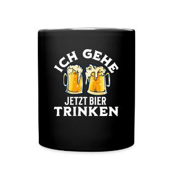 Bier trinken Saufen Party Urlaub Feiern Alkohol - Tasse einfarbig - Schwarz - Vorne