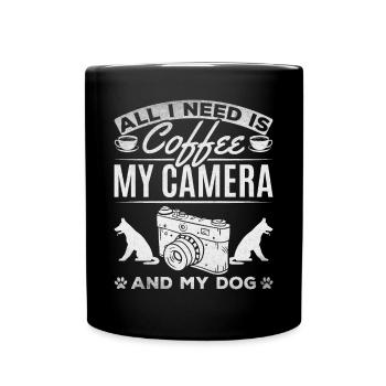 All I need is coffee, my camera and - Full Colour Mug - black - Front