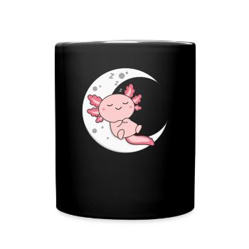 Sleep a lotl Axolotl lovers sweet animals relax - Full Colour Mug - black - Front
