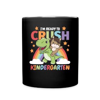 I'm ready to crush kindergarten kids T-Rex Horse - Full Colour Mug - black - Front