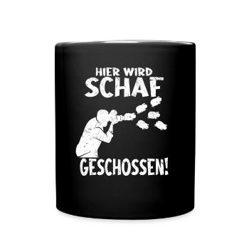 Fotografie Hier wird Schaf geschossen - Lustiger - Tasse einfarbig - Schwarz - Vorne