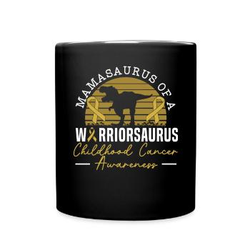 Mamasaurus Of A Warriorsaurus Childhood Cancer - Full Colour Mug - black - Front