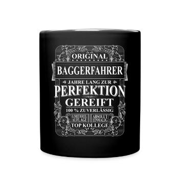 Original Baggerfahrer Kollegen Geschenk Vintage - Tasse einfarbig - Schwarz - Vorne