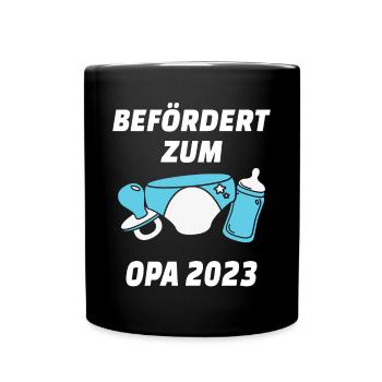 Befördert zum Opa 2023 Großvater Geschenk - Tasse einfarbig - Schwarz - Vorne