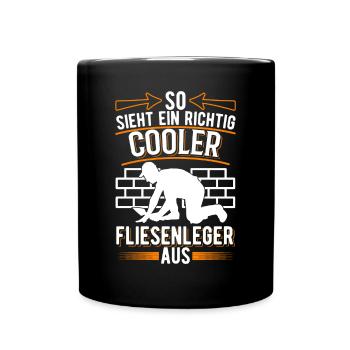 So sieht ein richtig cooler Fliesenleger aus - Tasse einfarbig - Schwarz - Vorne
