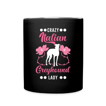 Italian Greyhound lady Italienischer Windhund - Tasse einfarbig - Schwarz - Vorne