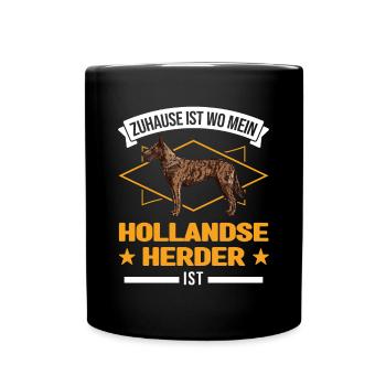 Zuhause ist wo mein Hollandse Herder ist - Tasse einfarbig - Schwarz - Vorne